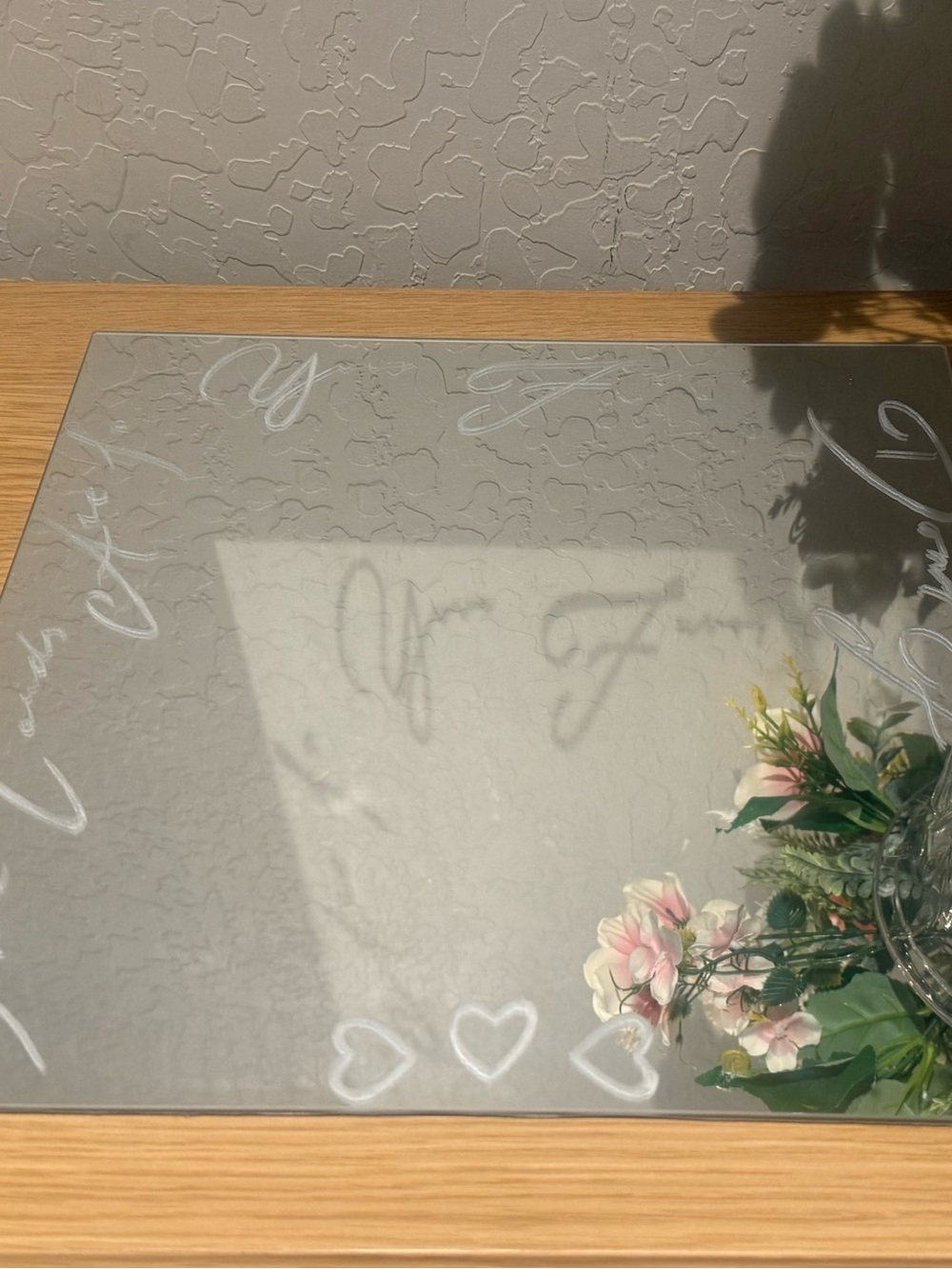 Hand Engraved Mirror Tile, “Don’t Fold, The Cards Are In Your Favor”